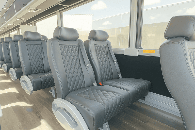 interior of Vancouver Coach Bus Service charter bus